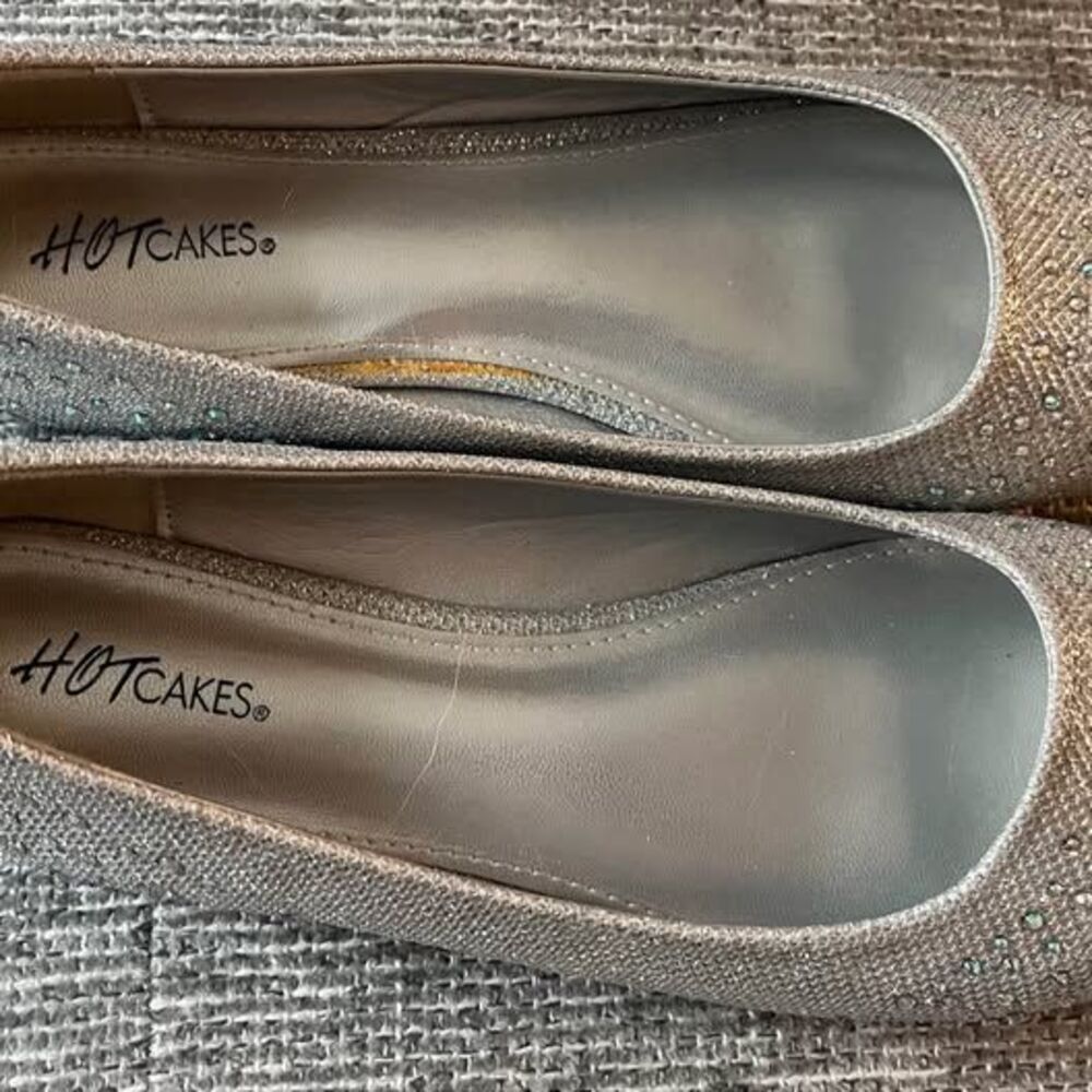 Hotcakes Silver Rhinestone Glitter Flats Size 10 M